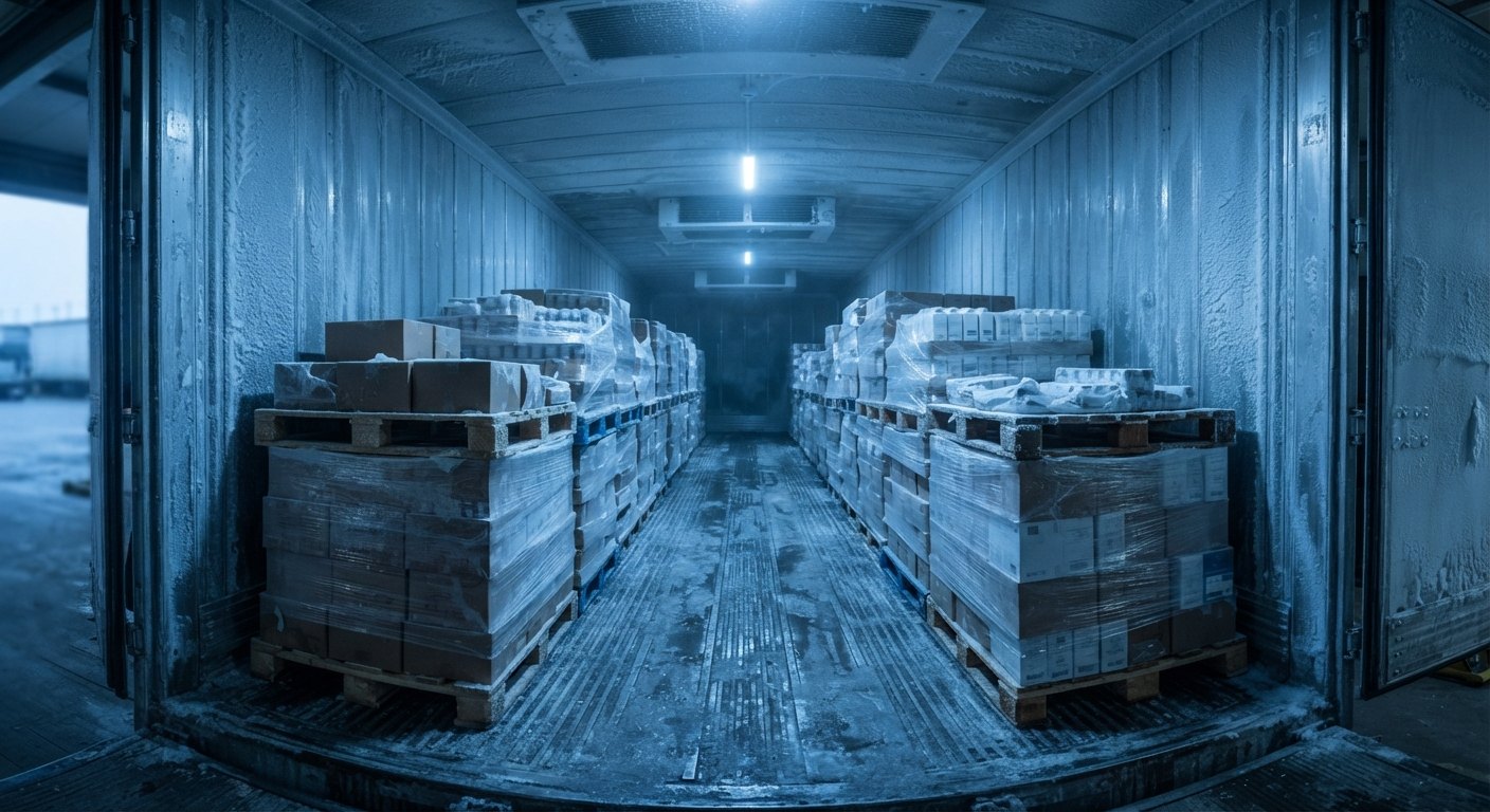 Interior of a refrigerated cargo trailer
